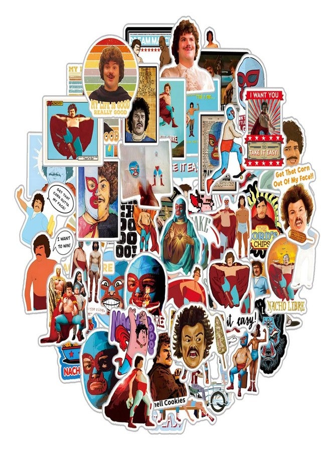 BLCAFEE 61 Pcs Nacho Libre Stickers Comedy Movie Graffiti Waterproof Vinyl for Birthday Party Supplies Decoration Favors for Water Bottles Laptop Suitcase Scrapbooking Choice - Image 1